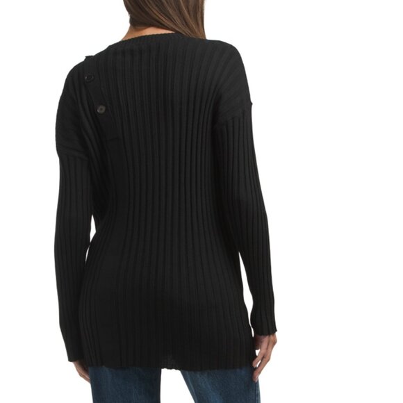 WOLFORD Black Merino Wool Detach Long Sleeve Top - Picture 2 of 2